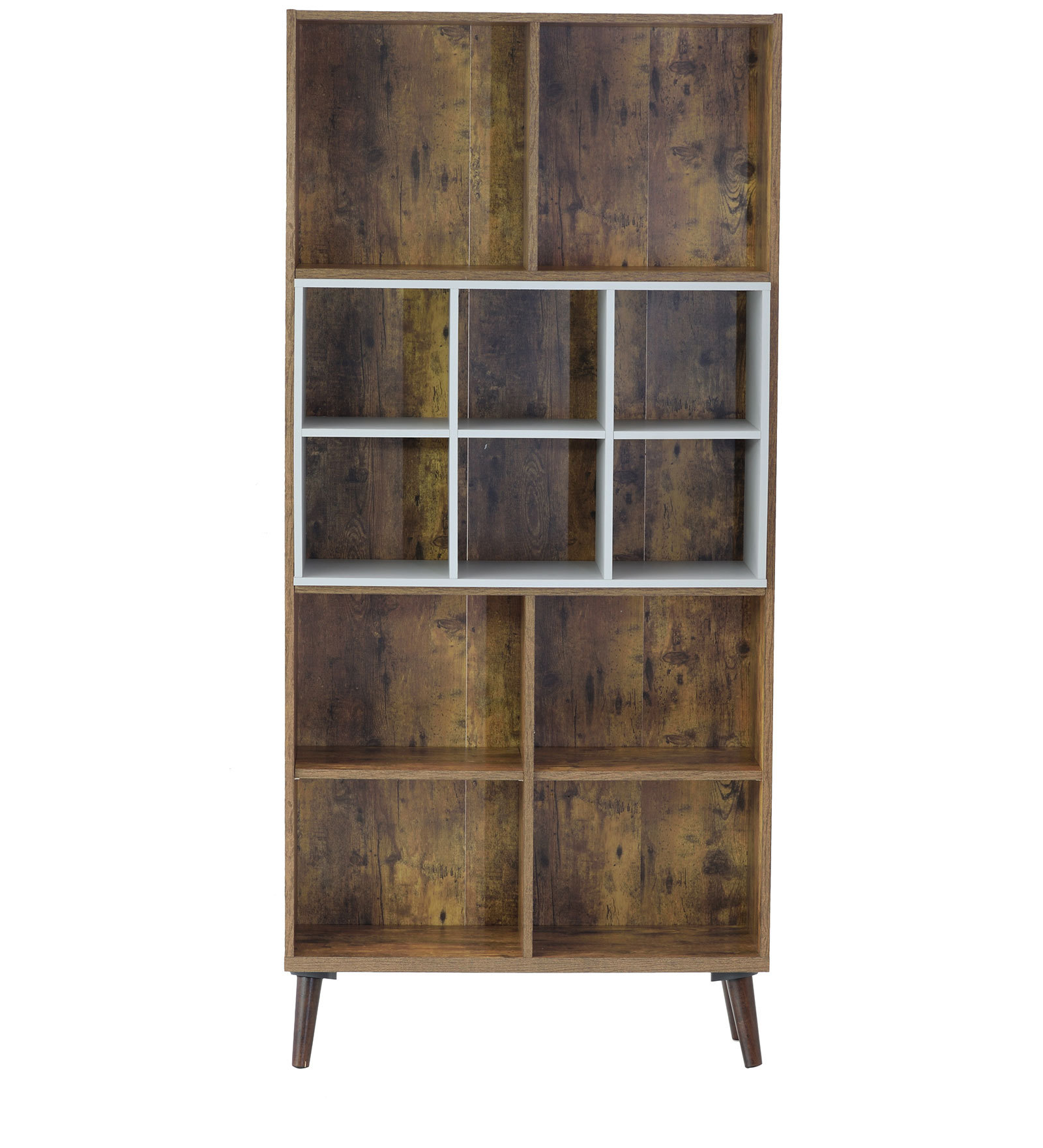 Bookshelf in Pine Wood & Light Grey Finish